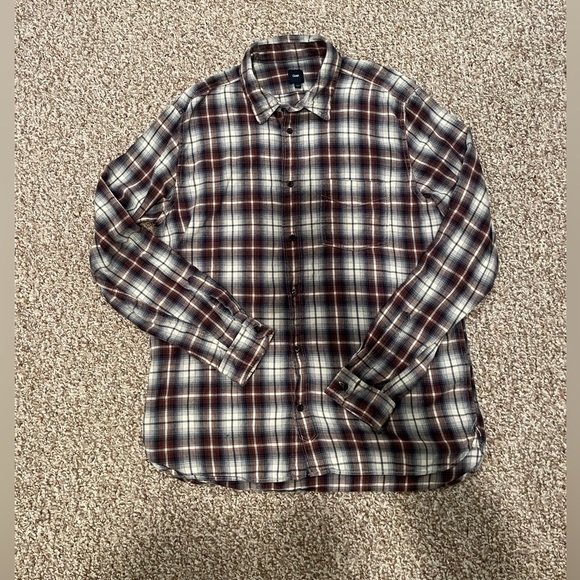 GAP Mens Large Flannel Collared Button Double Pocketed Shirt Plaid - Picture 2 of 5